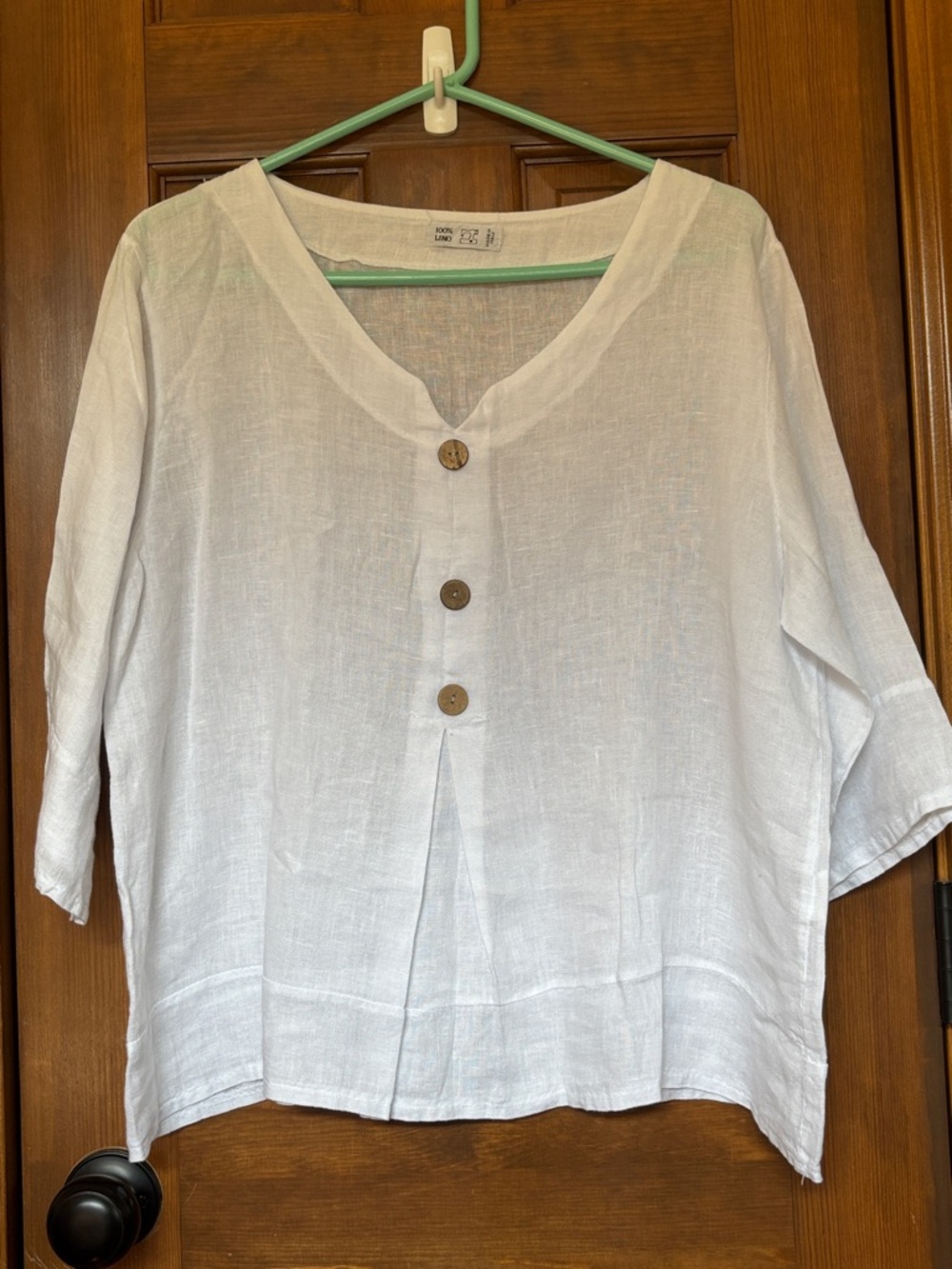 Colette Rylee Linen V-Neck Button Front Blouse White Women's Size XL-XXL